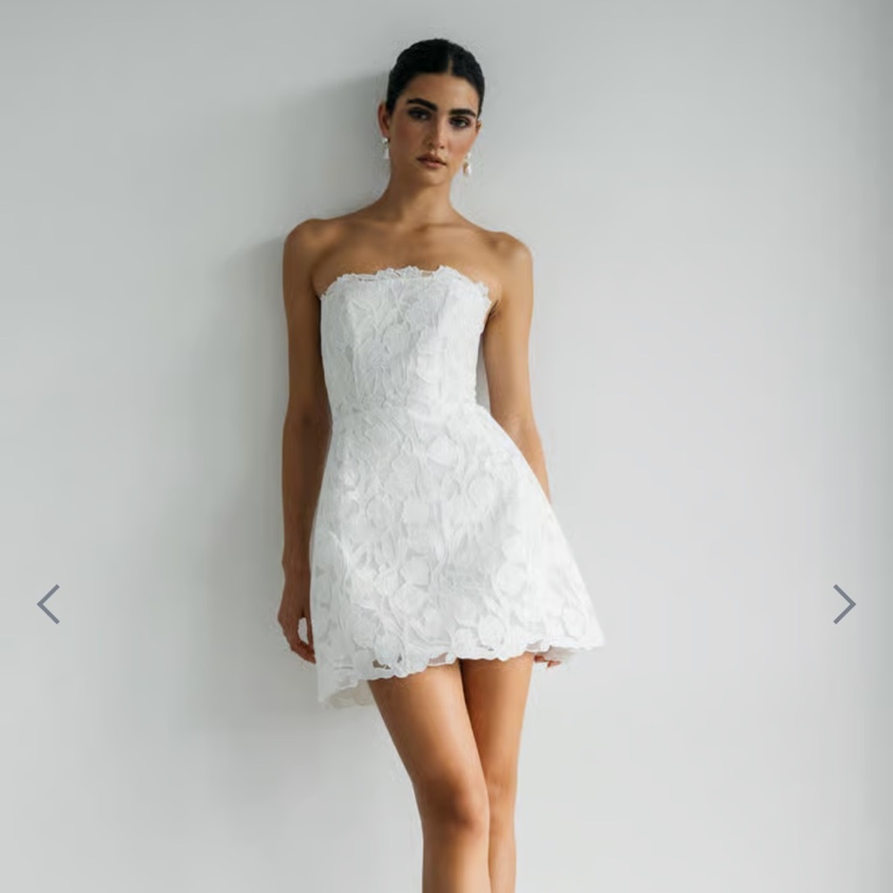 NWT Jenny Yoo White Strapless Lace Dress